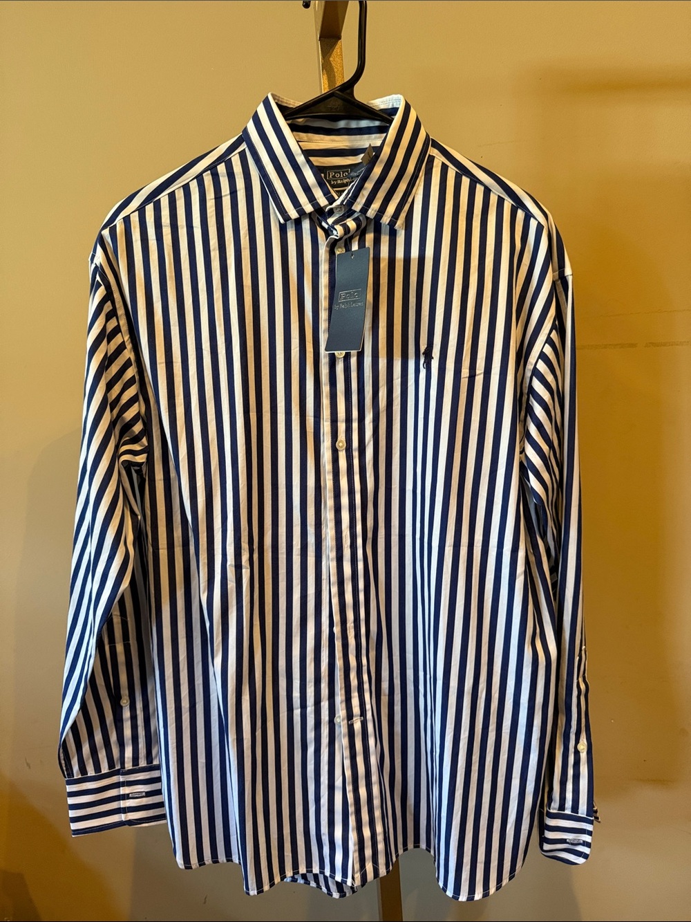 Polo by Ralph Lauren Navy and White Vertical Stripe Button-Down Shirt